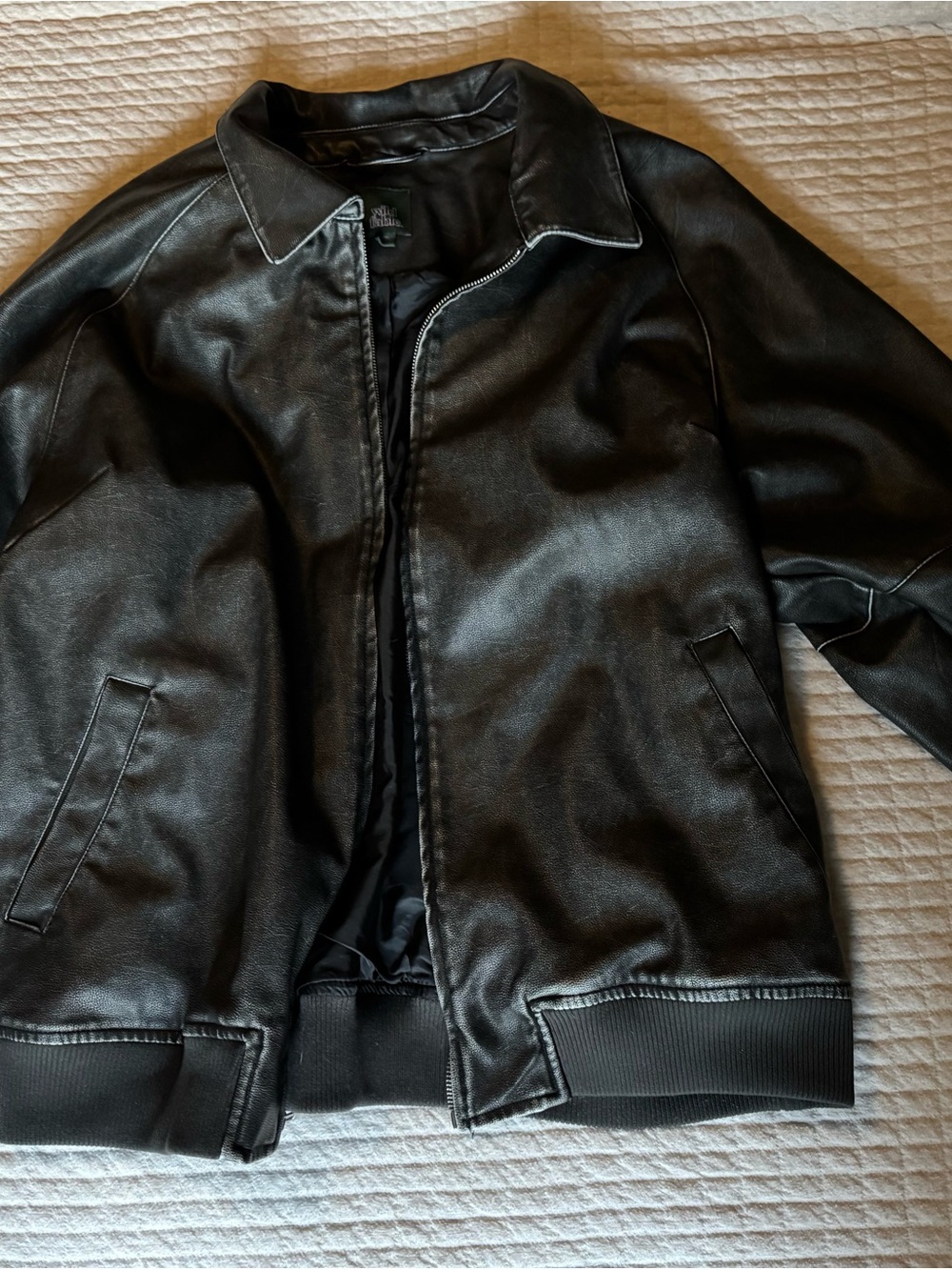 wild fable Black Faux Leather Bomber Jacket